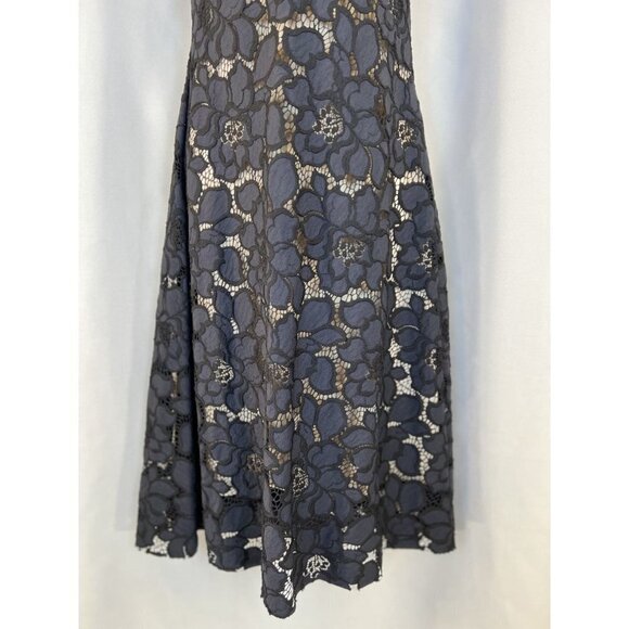 Zara Woman Navy Blue Lace V-Neck Midi Dress $98 - Picture 6 of 14